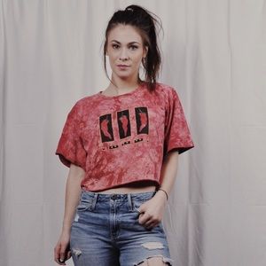 vintage chili t shirt crop red tie dye sz M